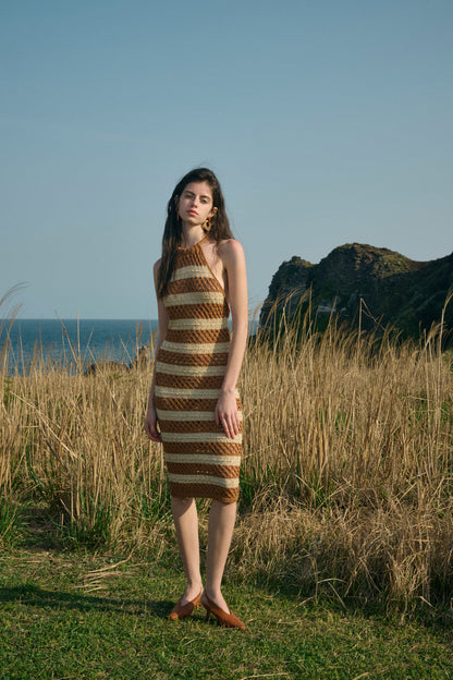 Open back striped dress