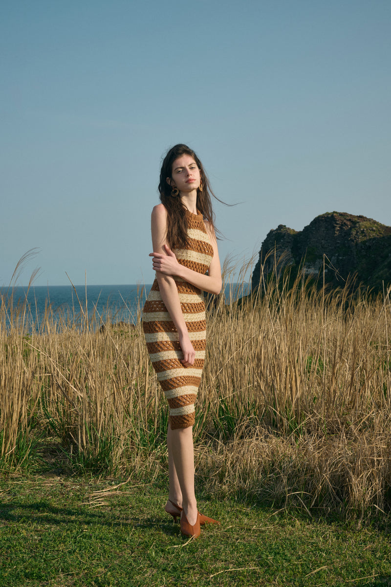 Open back striped dress