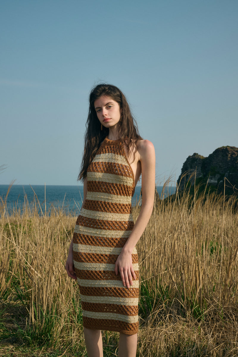 Open back striped dress
