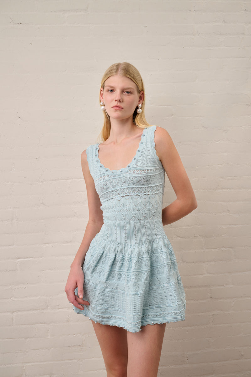 Open knit mini dress