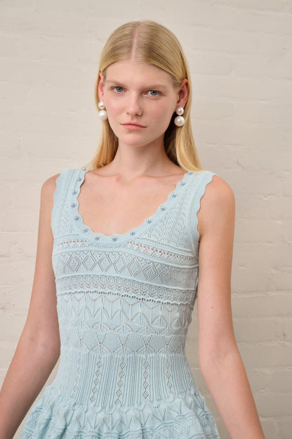 Open knit mini dress