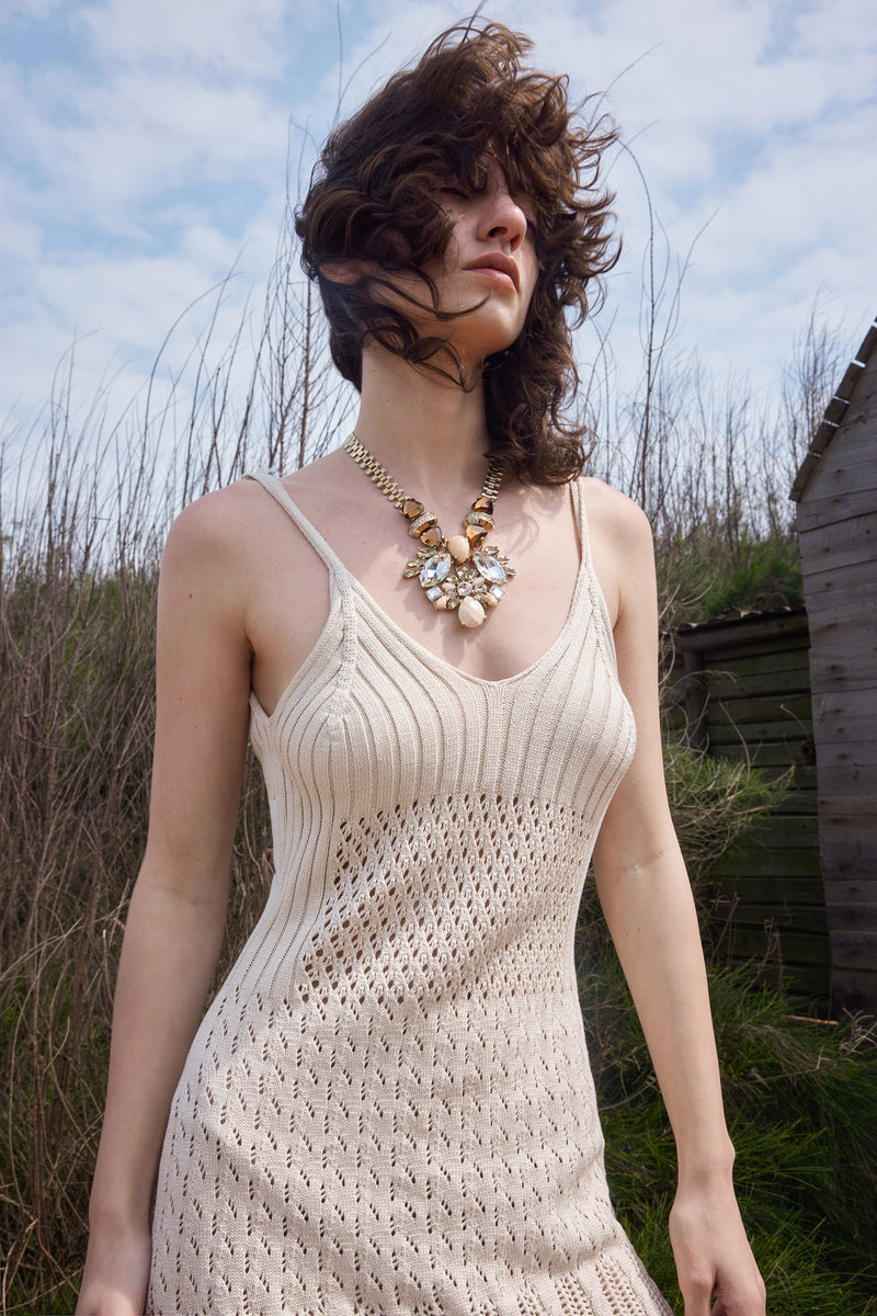 Open knit mini dress