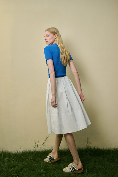 Open knit short sleeve top