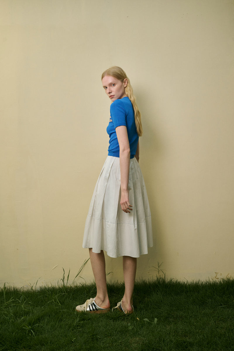 Open knit short sleeve top