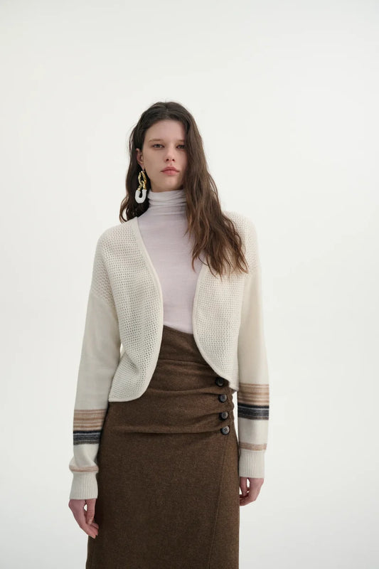 Open placket cashmere cardigan