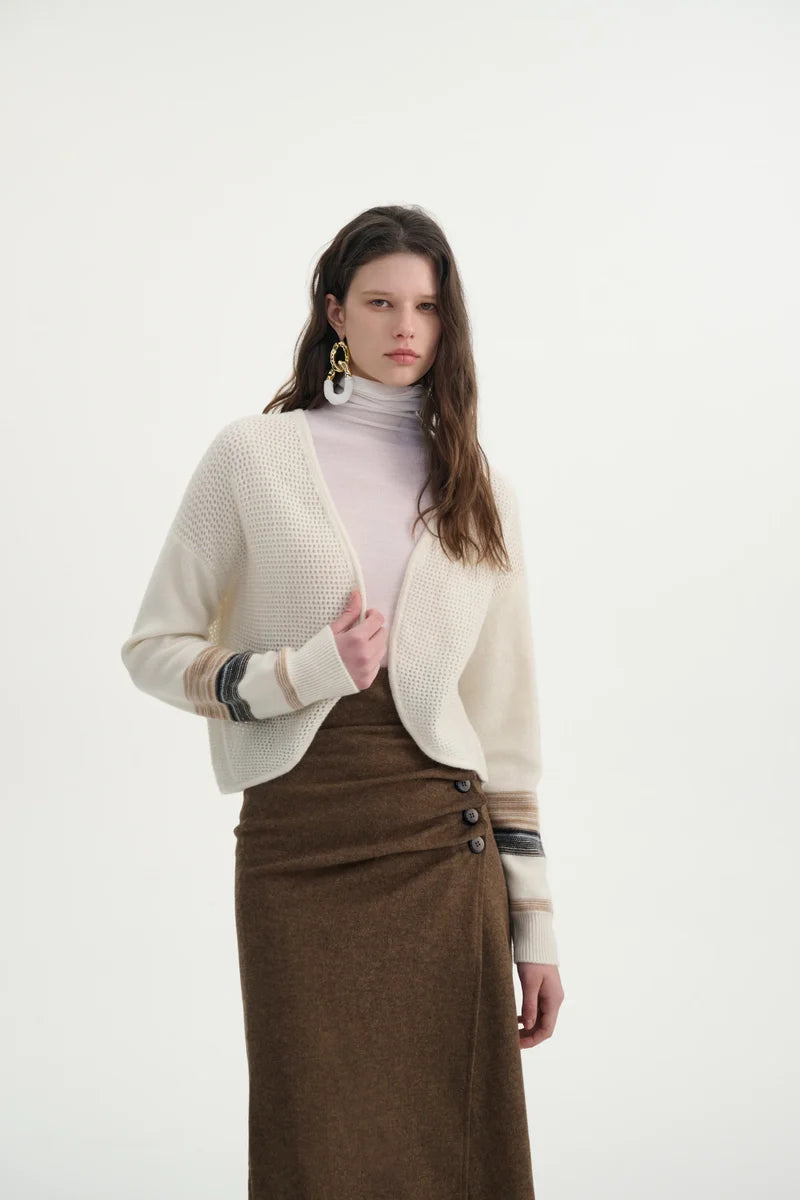 Open placket cashmere cardigan