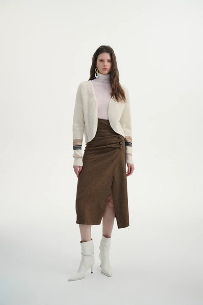 Open placket cashmere cardigan