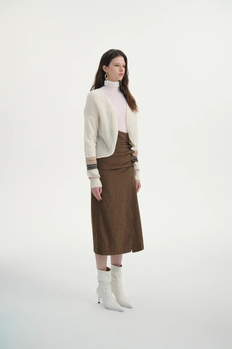 Open placket cashmere cardigan