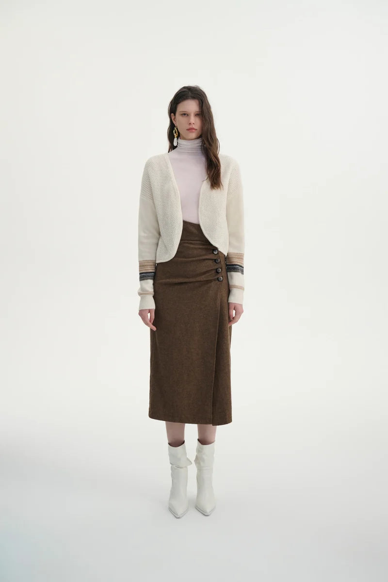 Open placket cashmere cardigan