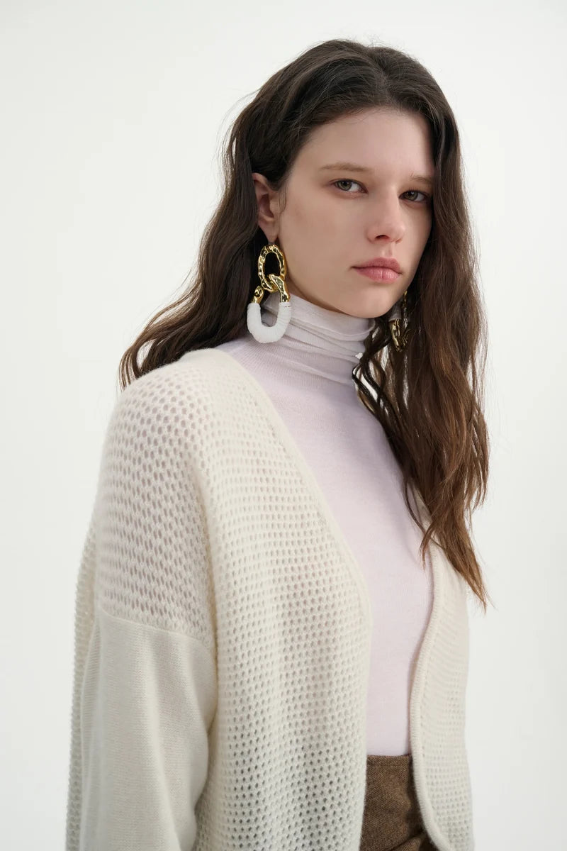 Open placket cashmere cardigan