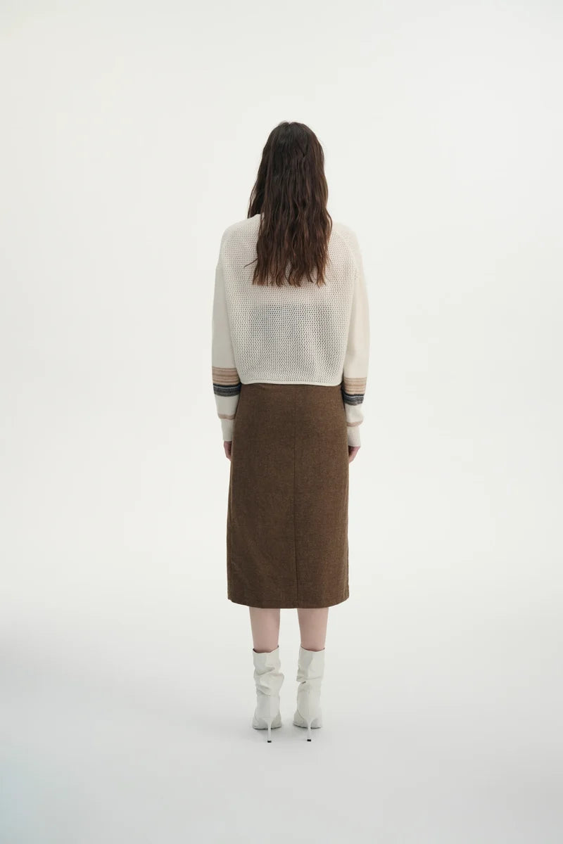 Open placket cashmere cardigan