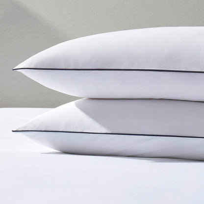 Pair of Cambridge Pillowcases - 200 Thread Count - Cotton - White/Black - DUSK