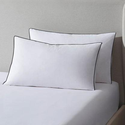 Pair of Cambridge Pillowcases - 200 Thread Count - Cotton - White/Black - DUSK