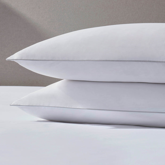 Pair of Cambridge Pillowcases - 200 Thread Count - Cotton - White/Grey - DUSK