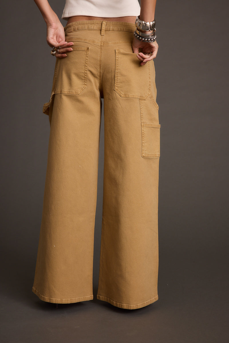 Close-up of the Parker Khaki Carpenter Pants showcasing the fabric texture and design details.
