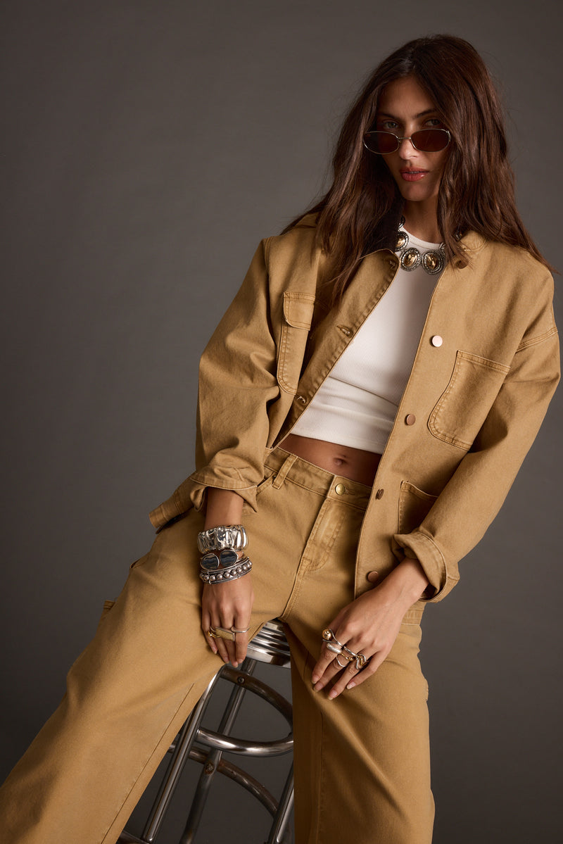 Additional view of the Parker Khaki Carpenter Pants from a different perspective.