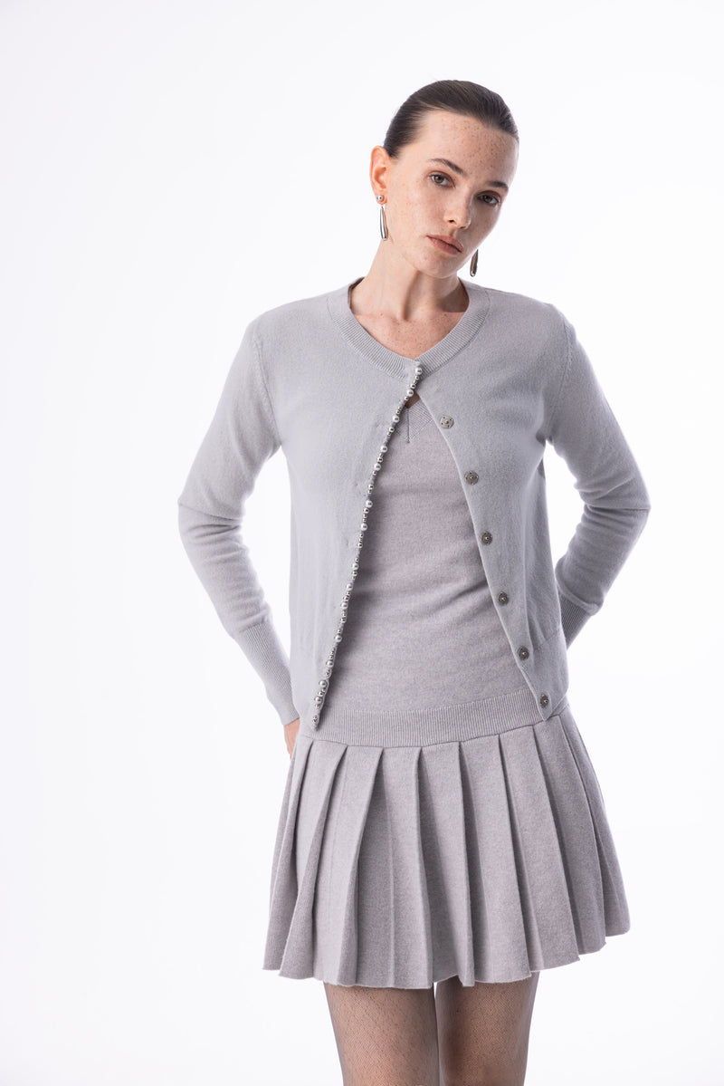 Pearl edge wool cardigan