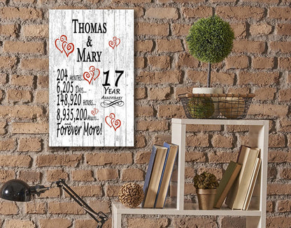 17 Year Anniversary Gift Personalized Names 17th Wedding Anniversary Present - Broad Bay Personalized Gifts Shipped Fast