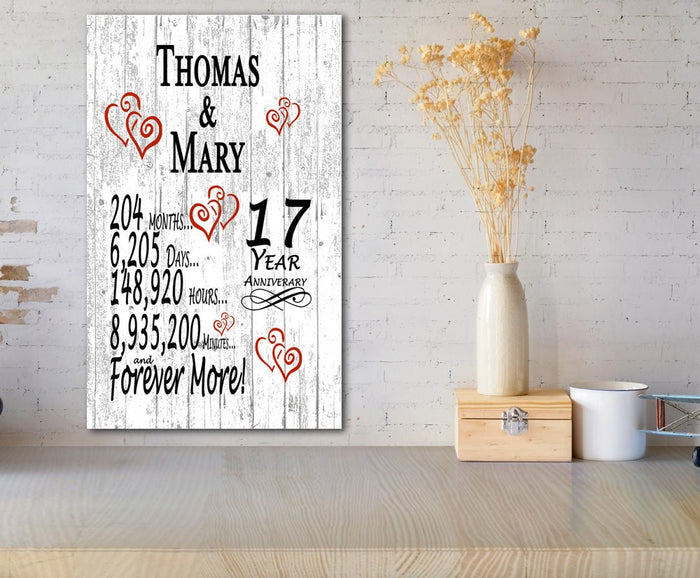 17 Year Anniversary Gift Personalized Names 17th Wedding Anniversary Present - Broad Bay Personalized Gifts Shipped Fast