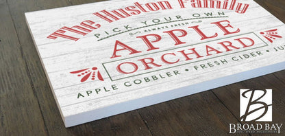 Vintage Style Apple Orchard Family Name Sign