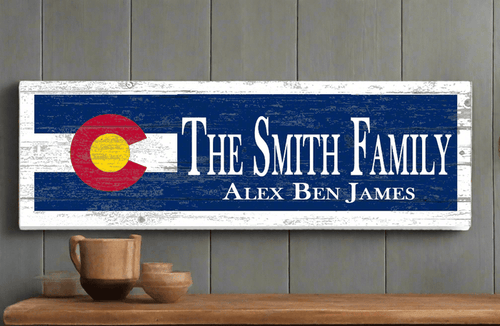 Custom Colorado Flag Sign With Family Name - Broad Bay Personalized Gifts Shipped Fast
