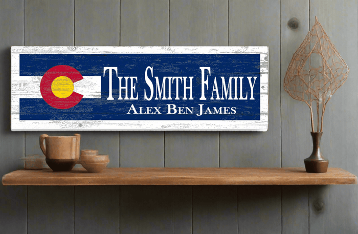Colorado Flag Sign With Name & Established Date
