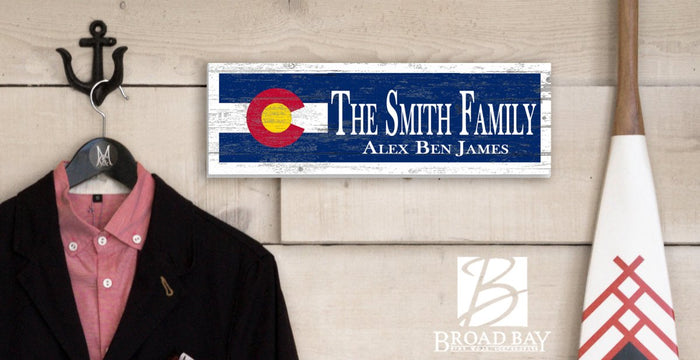 Wooden Colorado Flag Sign For Colorado Family Housewarming or Colorado Couple Wedding Gift - Made from Solid Wood and Personalized