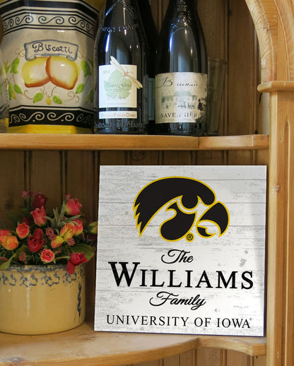 Personalized Iowa Hawkeyes Family Name Sign