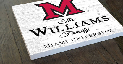 Personalized Miami University Family Name Sign – Custom Miami OH Wood Wall Decor – RedHawks Gift