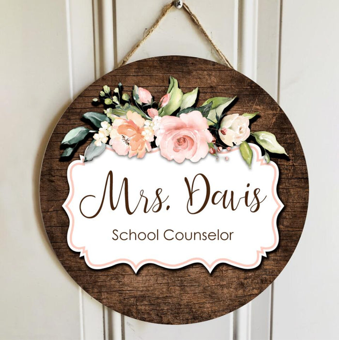 Personalized Name Classroom Sign Teacher Door Hanger - Christmas Gifts For Teachers