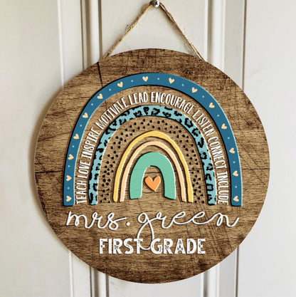 Personalized Name Teacher Door Hanger Welcome Signs - Teacher Christmas Gift Ideas