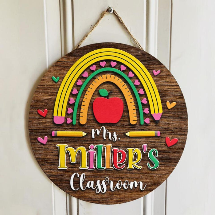 Personalized Name Teacher Signs Door Hanger - Unique Back To School Teacher Gifts