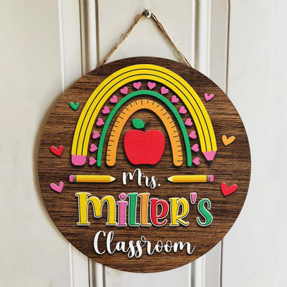 Personalized Name Teacher Signs Door Hanger - Unique Back To School Teacher Gifts