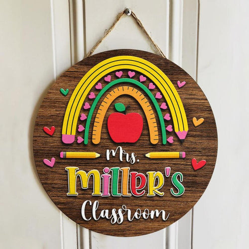 Personalized Name Teacher Signs Door Hanger - Unique Back To School Teacher Gifts
