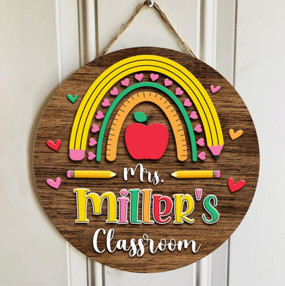 Personalized Name Teacher Signs Door Hanger - Unique Back To School Teacher Gifts