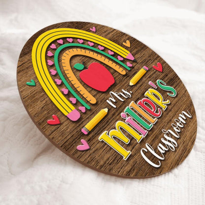 Personalized Name Teacher Signs Door Hanger - Unique Back To School Teacher Gifts