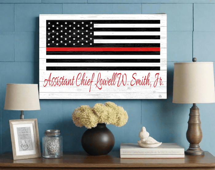 Personalized Thin Red Line Flag Sign Custom First Responder Firefighter EMS EMT Gift - Broad Bay Personalized Gifts Shipped Fast