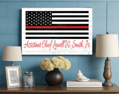 Personalized Thin Red Line Flag Sign Custom First Responder Firefighter EMS EMT Gift - Broad Bay Personalized Gifts Shipped Fast