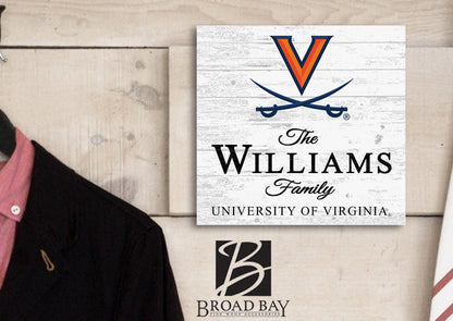 Personalized Virginia Cavaliers Family Name Sign – Custom University of Virginia Wood Wall Decor – Cavaliers Gift