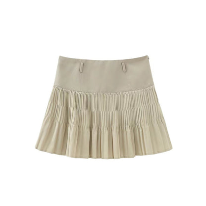Pleated A-line mini skirt