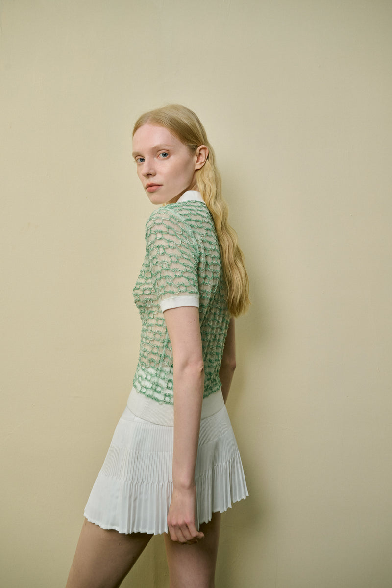 Pleated A-line mini skirt