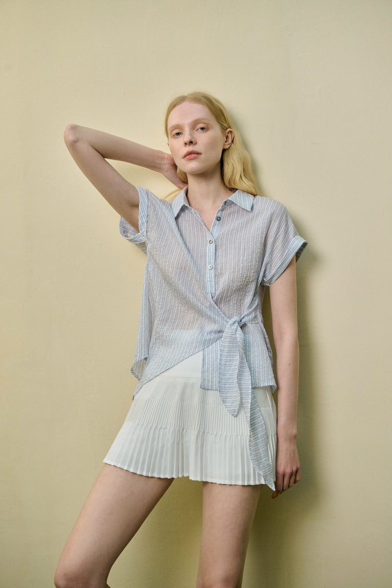 Pleated A-line mini skirt