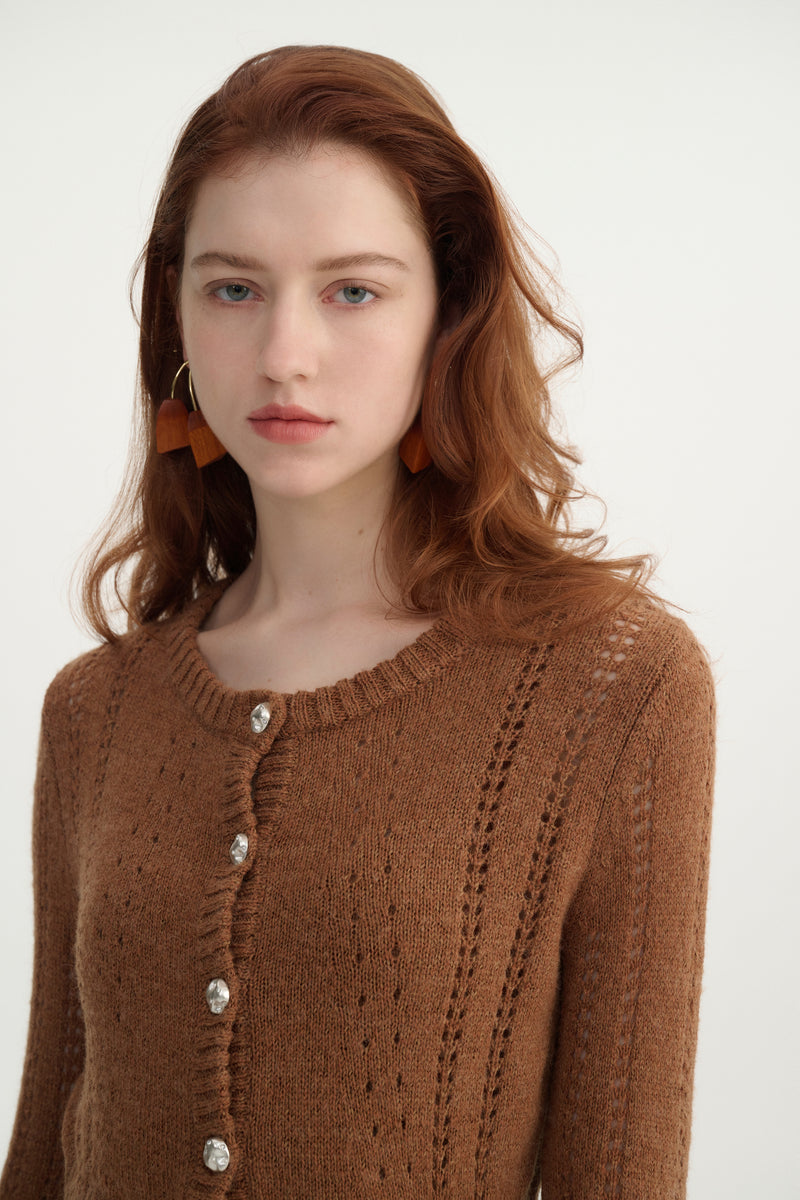 Pointelle cropped cardigan