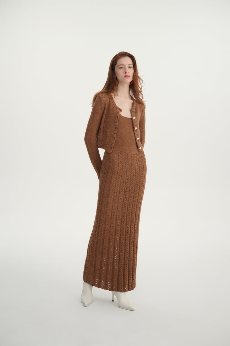 Pointelle cropped cardigan