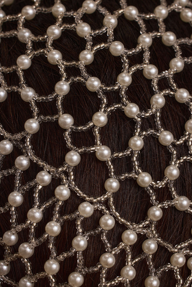Additional view of the Polina Pearl Headpiece from a different perspective.