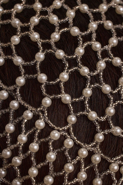 Additional view of the Polina Pearl Headpiece from a different perspective.