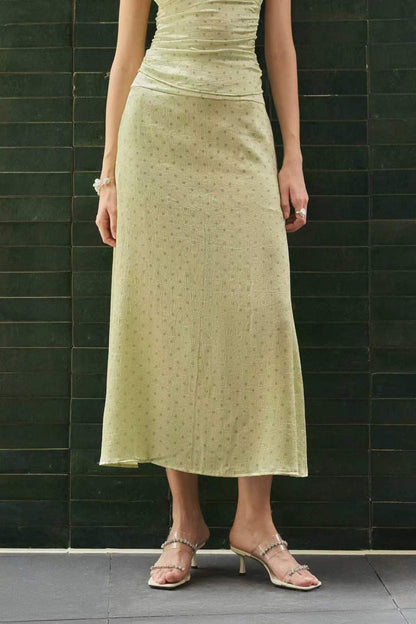 Polka dot satin skirt
