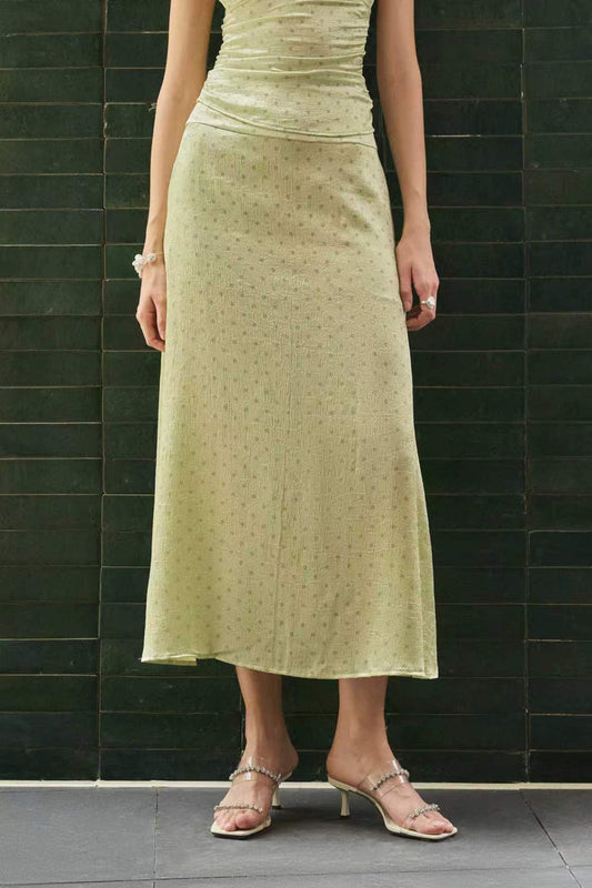 Polka dot satin skirt