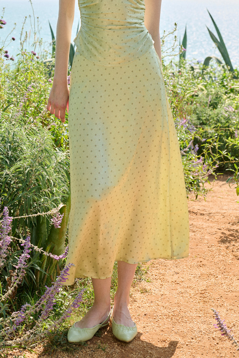 Polka dot satin skirt