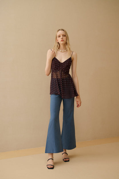 Polka dot spaghetti strap top